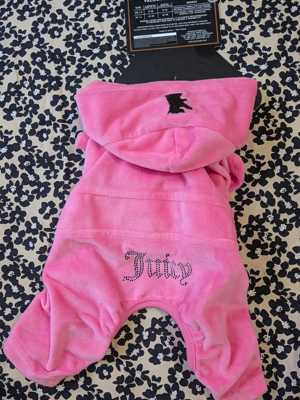 Juicy Couture Pink Velour Dog Tracksuit NWT XS/S Rhinestone